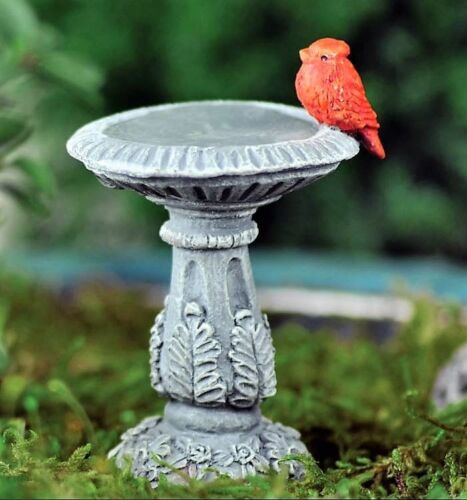 miniature dollhouse fairy garden cardinal birdbath