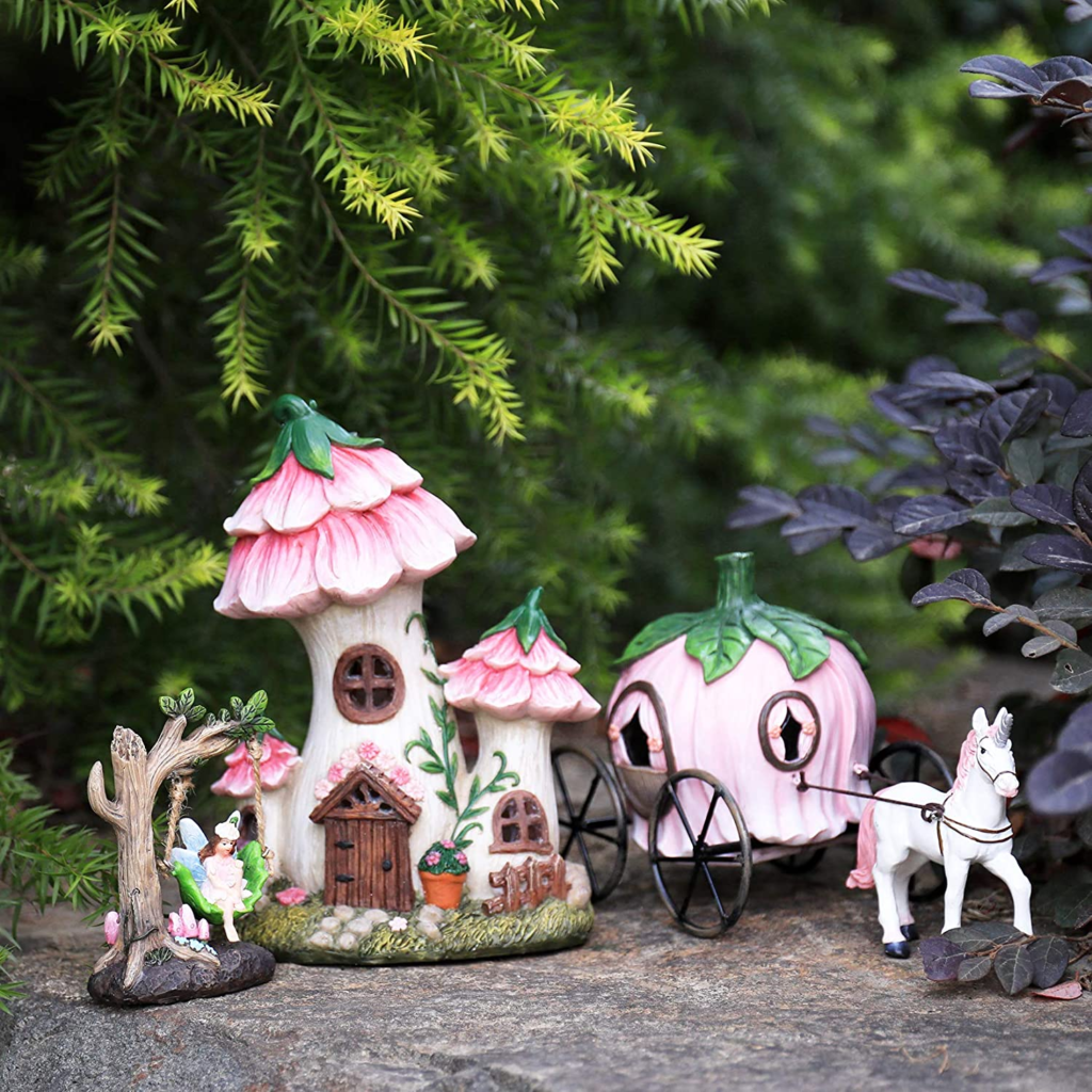 Resin Fairy Garden - Miniature Floral Roof Cottage with Solar LED Lights Review