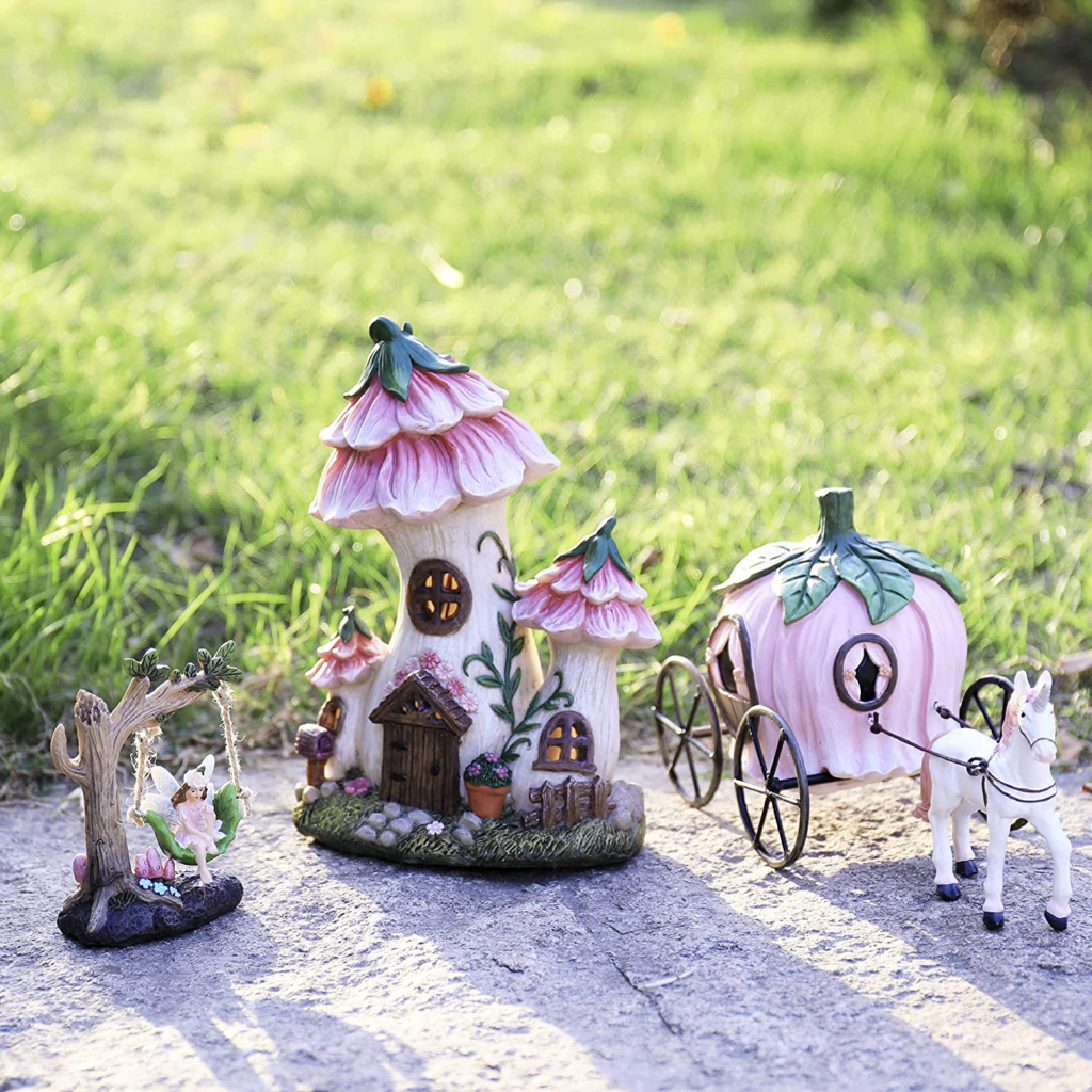 Resin Fairy Garden - Miniature Floral Roof Cottage with Solar LED Lights Review